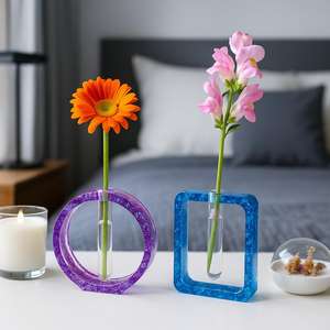 แจกันทรงกลมทรงสี่เหลี่<span class=keywords><strong>ย</strong></span>มทำจากซิลิโคนทำมือแจกันยิปซั่มเรซินสำหรับตกแต่ง M54999 - Product Image 2