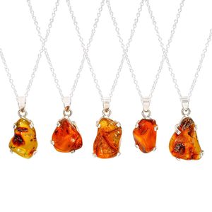 Collar con Colgante de Gema de Ámbar, Plata de Ley 925, 18 Pulgadas, Cristal Curativo, Joyería de Boda, Engaste de Bisel, Color Dorado - Product Image 4