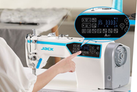 Machine à coudre industrielle à point noué à aiguille simple informatisée JACK A4F d'occasion avec table et support