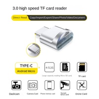 Mini lecteur de carte métallique Type-C haute vitesse, adaptateur de carte mémoire TF OTG 30 compatible avec les téléphones Android et iOS, fabriqué en Chine