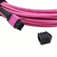 Cordon de brassage fibre optique MPO-MPO multimode 10G OM3 OM4 8/12/24 fibres LSZH à faible perte d'insertion pour câblage haute densité de centre de données
