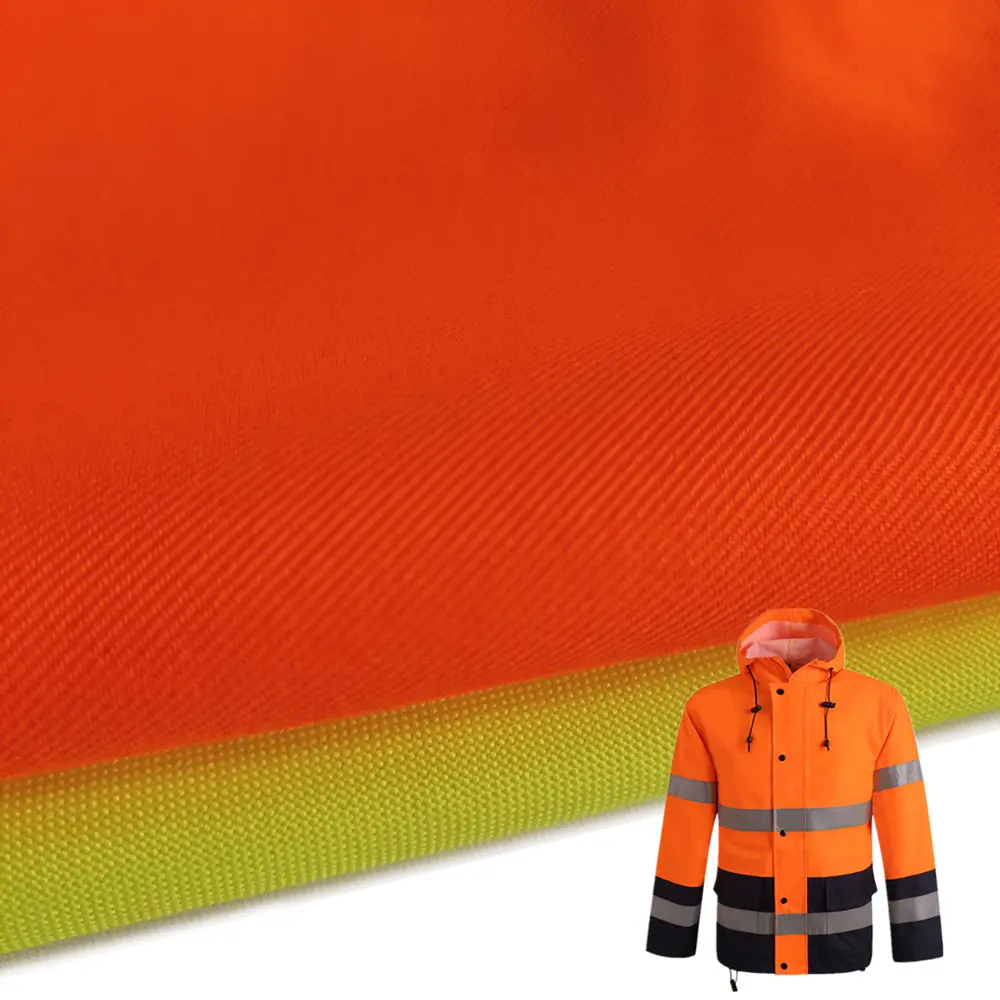 High quality 100% polyester 300D DTY Fluorescent Yellow Waterproof and PU Milky Coated Oxford Fabric For Coat and Jacket