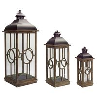 Lanterne en bois antique avec dessus en métal pour bougie Décoration de la maison et lanterne de jardin en plein air Lanterne décorative pour bougie de cour