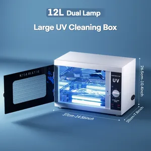 เครื่องทำความสะอาดอุปกรณ์ทำเล็บ 12 ลิตร ระบบหลอดไฟคู่แบบมืออาชีพ พร้อมตู้เก็บของและตัวตั้งเวลาแบบดิจิตอล สำหรับร้านเสริมสวย สปา ร้านทำผม และใช้ในบ้าน - Product Image 3