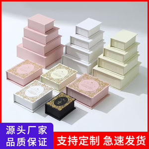 Elegant Rectangle Jewelry <b>Box</b> Hot Stamped Magnetic Flip Top For Necklaces <b>Rings</b> Bracelets Gift Packaging Dustproof Moisture - Product Image 5