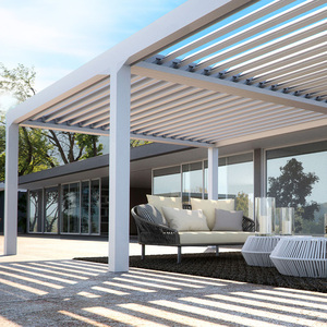 Pergola de luxe moderne à ouverture électrique en aluminium, pergola bioclimatique, toit, moteur étanche pour jardin extérieur, piscine, pression naturelle - Product Image 1