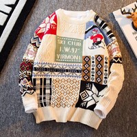 Pull en coton tricoté de haute qualité, décontracté et élégant, à col rond, grande taille, pour homme, vente en gros
