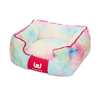 Coussin carré pour animaux de compagnie Touchdog en polaire corail arc-en-ciel, doux, moelleux et chaud, pour chiens et chats, lit pour chiots en hiver, pour animaux de compagnie de petite et moyenne taille