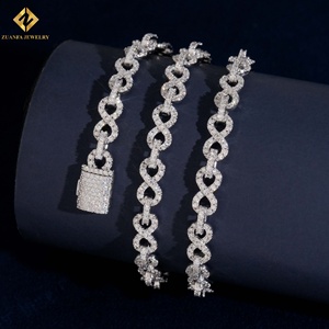 Trendy Hip Hop <b>Iced</b> <b>Out</b> VVS Moissanite Paperclip <b>Chain</b> Necklace Rhodium Plated Diamond Tester Proof Hip Hop Infinity Link <b>Chain</b> - Product Image 4