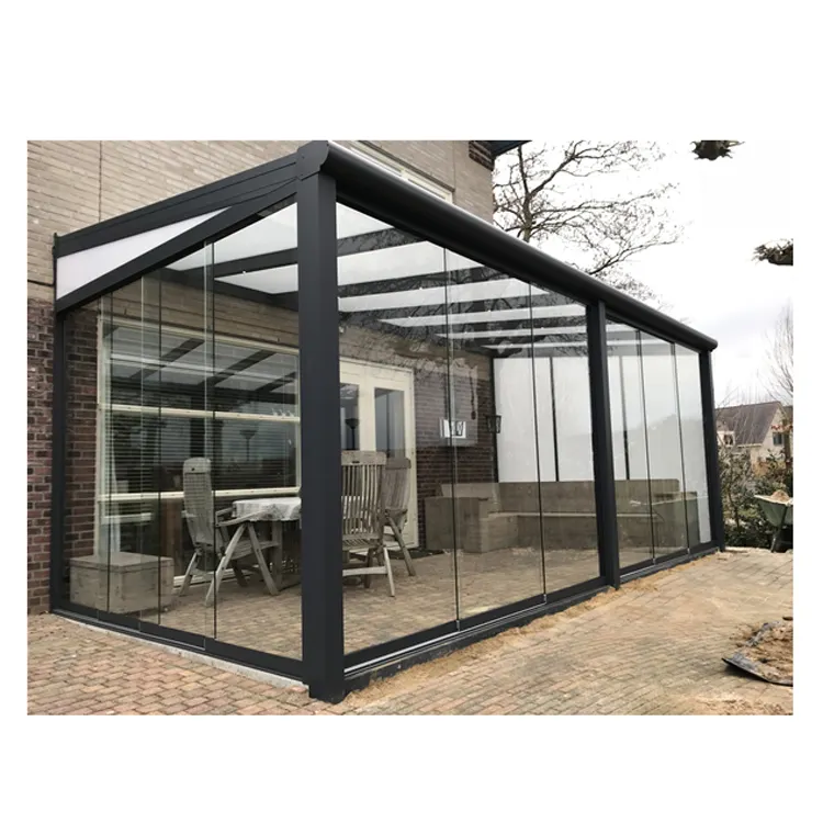 Europa beliebt ganzjährig Aluminium Wintergarten Glashaus Garten gebäude Glas Veranda Aluminium Veranda