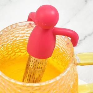 Infusor de té personalizado <span class=keywords><strong>con</strong></span> mango de silicona, colador de Infusor de té de acero inoxidable, Infusor de té de hojas sueltas en forma de tubo - Product Image 4