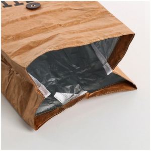 Baoren Custom 1056D aislado caliente frío Tyvek papel reciclado impermeable Blanco marrón almuerzo isoterma bolsa - Product Image 5