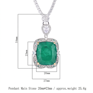 Fashion Jewelry Eco-friendly <b>Copper</b> Vintage 20*23mm Square Imitation Emerald Gemstone Zircon Pendant Necklaces for Party Banquet - Product Image 6