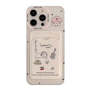 เคสโทรศัพท์ลายการ์ตูนสัตว์น่ารักสีชมพูสำหรับ <span class=keywords><strong>iPhone</strong></span> 17 Pro สไตล์ญี่ปุ่น<span class=keywords><strong>เกาหลี</strong></span> พร้อมช่องใส่บัตร ป้องกันการกระแทกได้เต็มรูปแบบ - Product Image 1