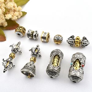 Sceptre Vajra en argent ancien bicolore à six caractères, bijou de jeu culturel avec perles, bracelet et collier Xiangyun à faire soi-même - Product Image 3