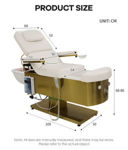 Lit de massage de luxe léger à 3 moteurs, lit de shampooing avec base dorée - Product Image 6