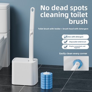 Nouvel ensemble de <span class=keywords><strong>brosse</strong></span> de toilette en plastique monobloc avec couvercle rabattable automatique, <span class=keywords><strong>brosse</strong></span> de nettoyage <span class=keywords><strong>et</strong></span> design <span class=keywords><strong>moderne</strong></span> à usage unique - Product Image 3