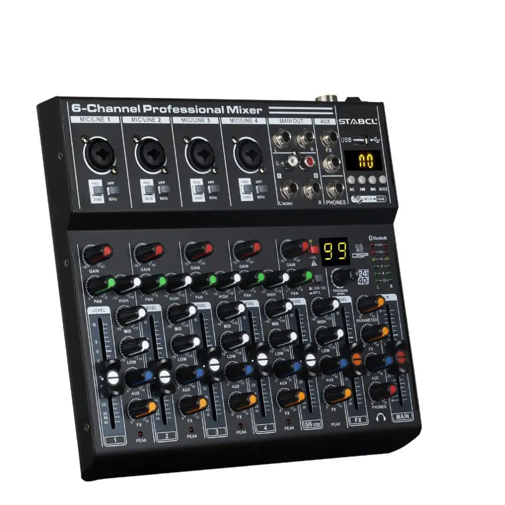 ST-6M professionale 6 canali digitale 99dsp registrazione Audio Mixer console
