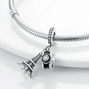 Breloque originale de <span class=keywords><strong>voyage</strong></span> en argent 925 avec pendentif de construction de repère New York Rome Vienne pour bricolage bijoux de mode avec zircon - Product Image 5