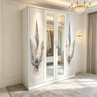 Magnifique armoire métallique 4 portes avec miroir et tringle de suspension, démontable, armoire de rangement verrouillable
