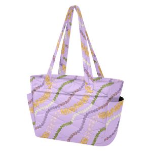 Sac fourre-tout matelassé personnalisé à motif floral Hawaïen Lavande Puakenikeni pour femme, idéal pour le travail, les voyages ou comme sac à bandoulière - Product Image 3