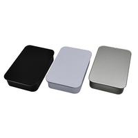 Boîte en fer blanc noir mat à couvercle coulissant 92 x 60 x 20 mm, en stock, étui en fer blanc à couvercle coulissant, disponible en détail et en gros pour l'artisanat