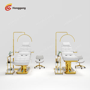 Tempat Tidur Pijat Elektrik Salon Kecantikan Kosmetik Mewah Stainless Steel Emas 3 Motor untuk Bulu Mata, Pijat, dan Perawatan Wajah - Product Image 5