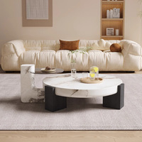 Table basse en marbre minimaliste italienne, salon, petit appartement, luxe léger, taille ronde, table basse combinée
