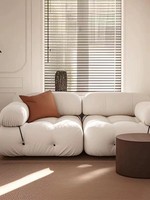 Canapé VONLIVA de style nordique avec structure en bois et tissu, coussins rembourrés en éponge, inspiré de l'Amérique, luxe léger, blanc, assise moelleuse pour salon