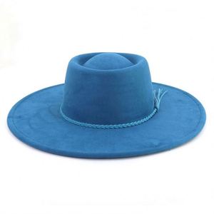 Custom Outdoor Wholesale Fashion Design Wide Brim Panama <b>Hat</b> Men Party Felt Suede Fedora <b>Hat</b> With <b>Band</b> - Product Image 2