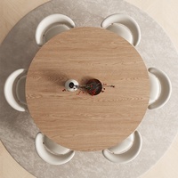 Table de salle à manger ronde en bois massif de luxe moderne. Table à manger avec plateau tournant Rock Slab. Plusieurs tailles disponibles