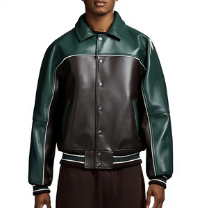Blouson Bomber Homme en Cuir Véritable Respirant Style Joueur de Basket Personnalisé avec Broderie et Patchs sur le Devant - Product Image 4