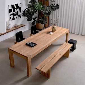 Mesa de Comedor Grande de Estilo Wabi-Sabi, Fabricada en China, con Acabado Antiguo sin Bambú, Mesa Larga para Escritorio - Product Image 1