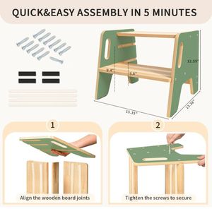<span class=keywords><strong>Tabouret</strong></span> d'apprentissage en bois écologique et sûr, réglable en hauteur (3 niveaux), personnalisé et moderne, pour l'autonomie des tout-petits à la toilette, dans la salle de bain et au lavabo - Product Image 2