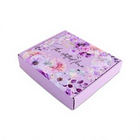 Boîte d'expédition personnalisée en gros, couleur violet clair, avec couvercle rabattable et impression de motifs floraux pour l'e-commerce