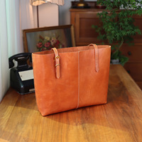 Sac fourre-tout en cuir pleine fleur tanné végétal rétro personnalisé, grande capacité, sac à bandoulière unisexe, sac en cuir véritable polyvalent