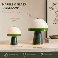 Lampe de table en verre marbré rechargeable LED 6W, commande tactile, 3 couleurs de lumière 3000K 4000K 6000K, port Type C pour chambre à coucher, salon
