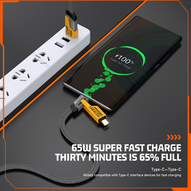 Nylon Braided Zinc Alloy Material Hot Selling High Quality Pd 27W to 65W 4 in 1 Usb Fast Charging Data Cable for Iphone