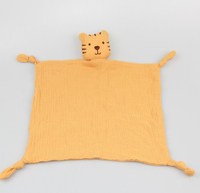 Couverture de sécurité en mousseline biologique pour bébé, avec peluche lapin et hochet, jouet de sommeil