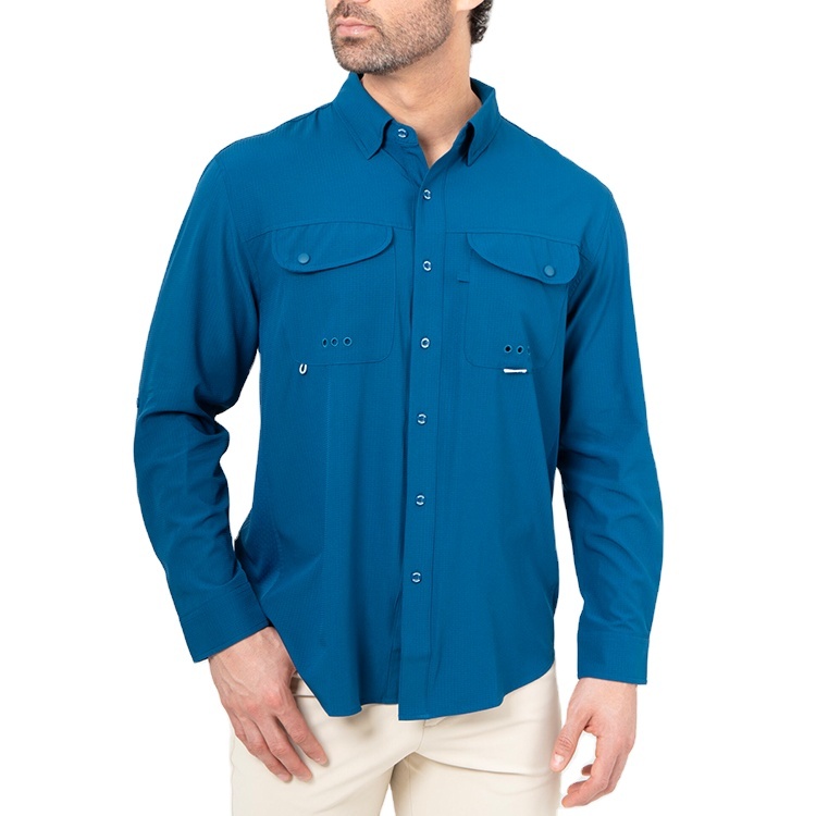 Clothin Men's Long Sleeve Fishing Shirt – Quick-Dry, Vented Back, Roll-Up Sleeves For Sun Protection - View #3