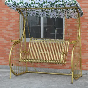 야외 파티오 발코니 성인 금속 현관 단철 스윙 의자 프레임 세트