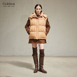 여성용 카멜 후드 다운 조끼 | 나일론 안감과 전면 로고가있는 민소매 방수 방풍 겨울 아우터 - Product Image 4