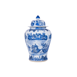 Pot de rangement général à couvercle bleu et blanc peint à la main, <span class=keywords><strong>d</strong></span>écoration élégante pour la maison, l'hôtel, les mariages, cadeau, céramique de Jingdezhen - Product Image 2