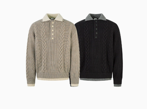 เสื้อโปโลสไตล์ Old Money ลายเกลียวขนมปังทอด สำหรับผู้ชายและผู้หญิงในฤดูใบไม้ร่วงและฤดูหนาว - Product Image 2