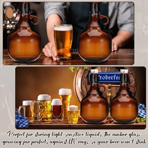 Bouteilles en verre ambré pour bière 1L 2L, pots en verre avec couvercle, carafes à liquide, pour soda, <span class=keywords><strong>cidre</strong></span>, <span class=keywords><strong>alcool</strong></span>, vin, brassage maison, fermentation - Product Image 6