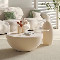 Table basse de combinaison créative circulaire de luxe léger de style crème populaire et meubles de salon