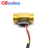 Sensor Aliran Cairan Efek Hall 1/2 inci Kuningan Tembaga Meter Aliran Air Efek Hall Rotor Turbin 44 mm Sensor Aliran Cairan Air