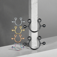 Faux anneau de mamelon 14G non piercing en acier inoxydable plaqué or ensemble de bijoux de corps à la mode Faux Piercing