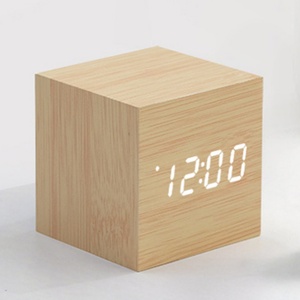 Emaf Khuyến Mãi Mới Nhỏ Bàn Nhỏ Bảng Phòng Ngủ Trang Trí Nội Thất Ký Túc Xá Du Lịch Điện Kỹ Thuật Số Cube Bằng Gỗ Đồng Hồ Báo Thức Cho Trẻ Em - Product Image 1
