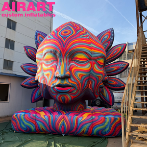Sculpture géante gonflable en forme de visage artistique aux couleurs psychédéliques pour la scène de festival de musique - Product Image 4